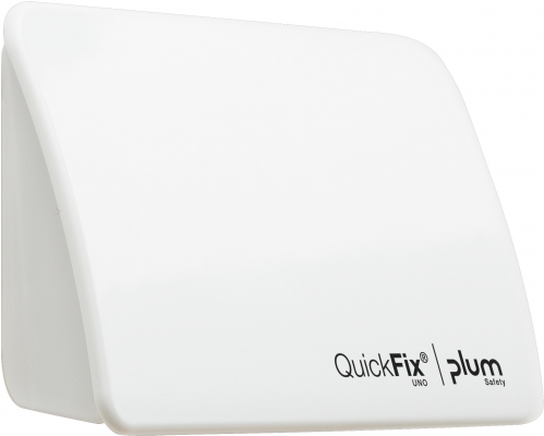 Dispenser plasturi QuickFix Uno, alb, neechipat, pentru o rezerva, Plum